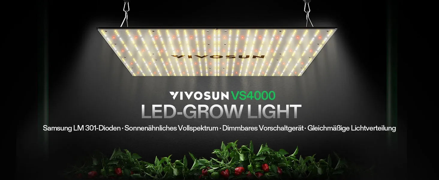 Vivosun VS4000 Vollspektrum LED Pflanzenlampe Lichtpanel 400W, hohe PPFD & geringe Wärmeentwicklung, 120 x 120 cm Abdeckfläche