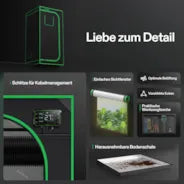 Vivosun Smart Growbox Komplettset GIY-SGS-55 Pro 150 x 150 x 200 cm, Komplettsystem für 6 Pflanzen, mit WiFi E42A Controller, 3 x 200W AeroLight Wing LED Pflanzenlampe, 15 cm AeroZesh T6 Abluftset und AeroWave E6 Gen2 Gen2 Clip Fan