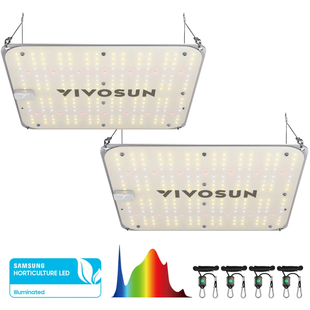 Vivosun 2-er Pack VS1000E Vollspektrum LED Grow Light Lichtpanel 100W, Hoher PPFD & Geringe Wärmeentwicklung, 60x60 cm Abdeckfläche