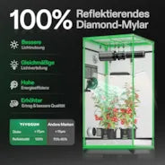 Vivosun Smart Growbox Komplettset GIY-SGS-33 90 x 90 x 180 cm, Komplettsystem für 3 Pflanzen, mit WiFi E42A Controller, 200W AeroLight Wing SE LED Pflanzenlampe und 10 cm AeroZesh G4 Abluftset