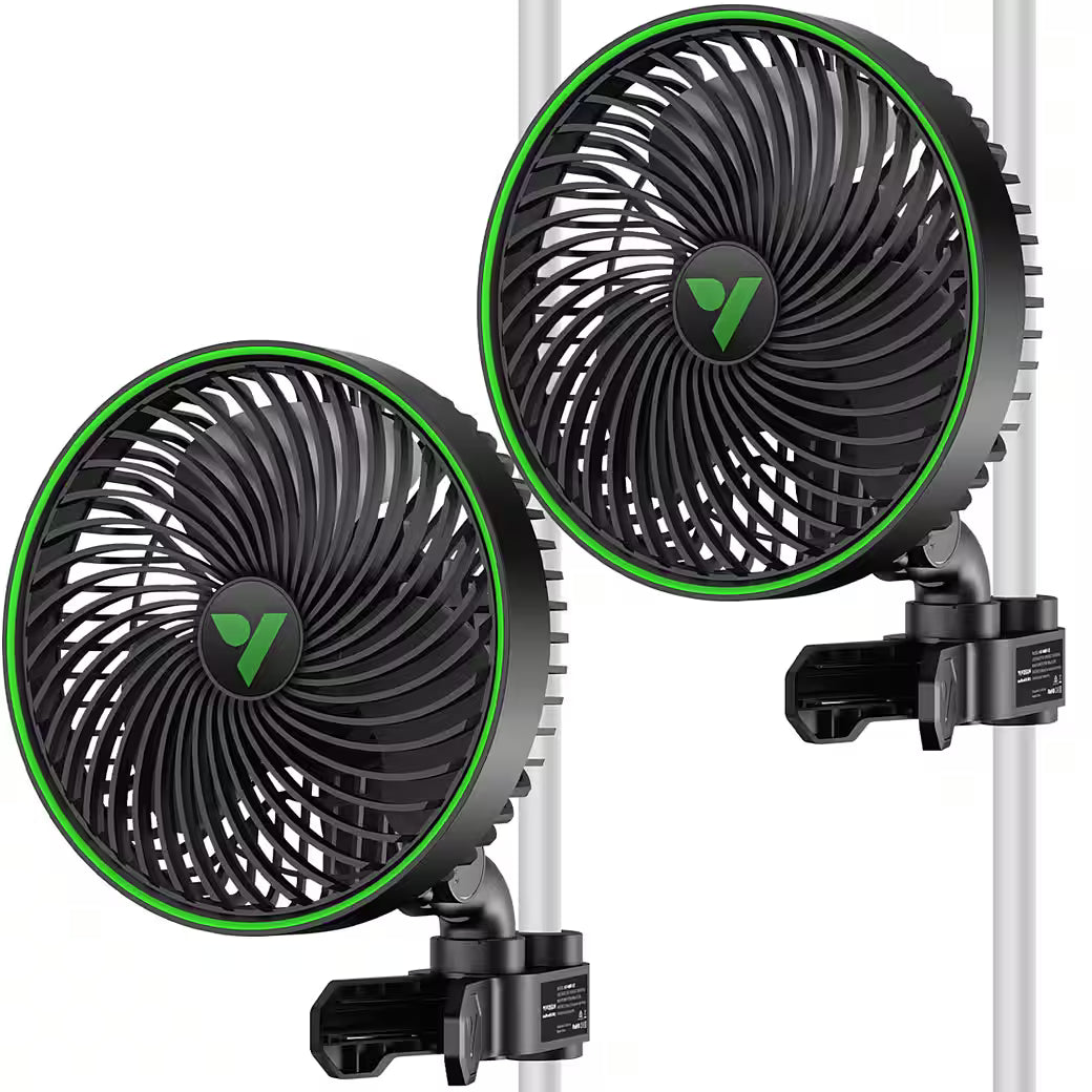 Vivosun AeroWave E6 Gen2 Clip Fan, EC-Motor, mit automatischer Oszillation, Luftzirkulator, Schwarz,2-er Pack