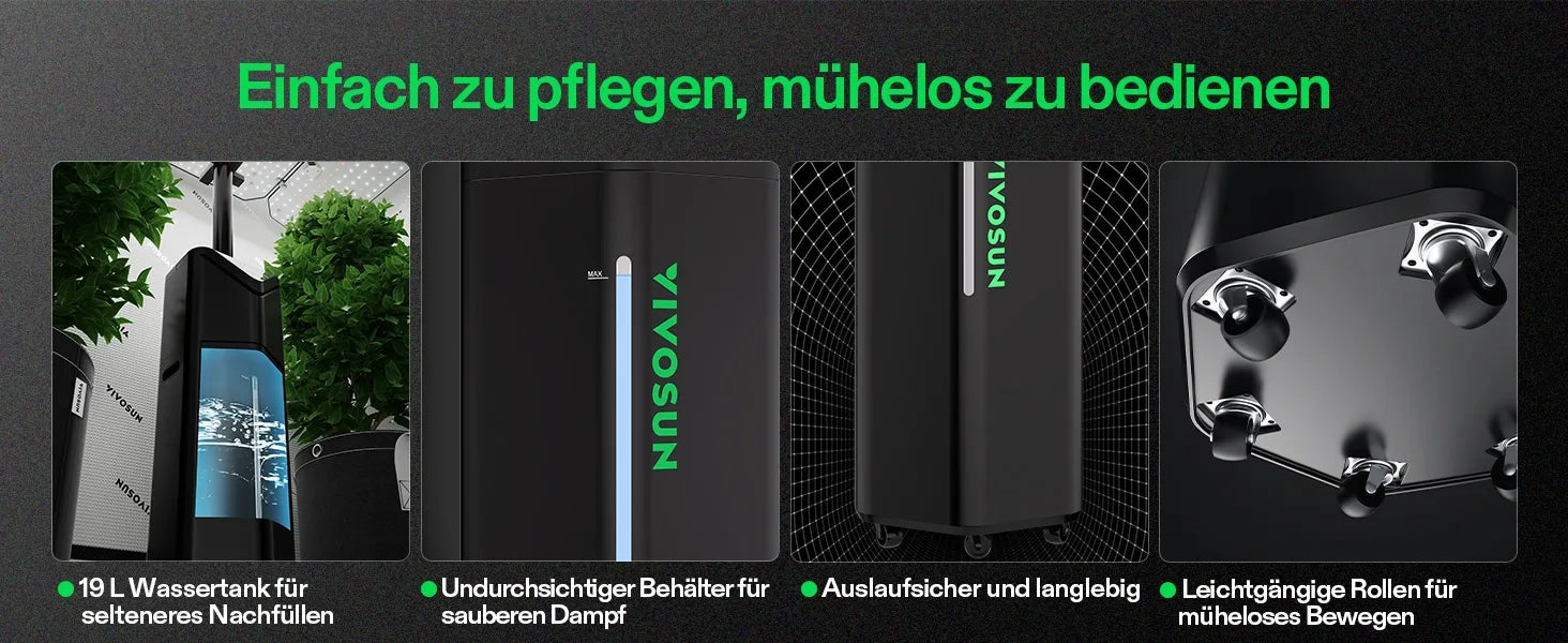 Vivosun AeroStream H19 Smarter Luftbefeuchter 19L mit Temperatur- und Feuchtigkeitssonde, für Growbox