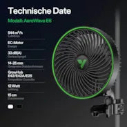 Vivosun AeroWave E6 Gen2 Clip Fan, EC-Motor, mit automatischer Oszillation, Luftzirkulator für die Growbox, Schwarz,2-er Pack
