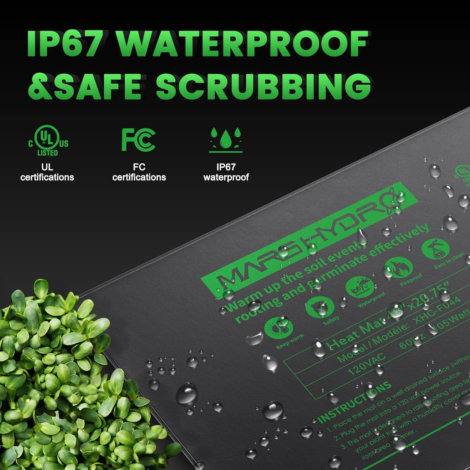 Mars Hydro 122 x 52 cm Setzling-Heizmatte, digitales Thermostat-Kombigerät