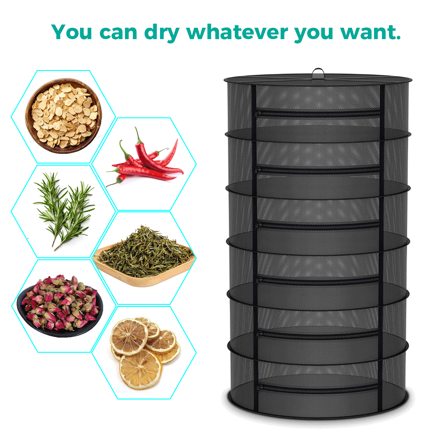 Mars Hydro 6-lagiges Kräuter-Trockengestell aus Netzgewebe mit Gartenschere