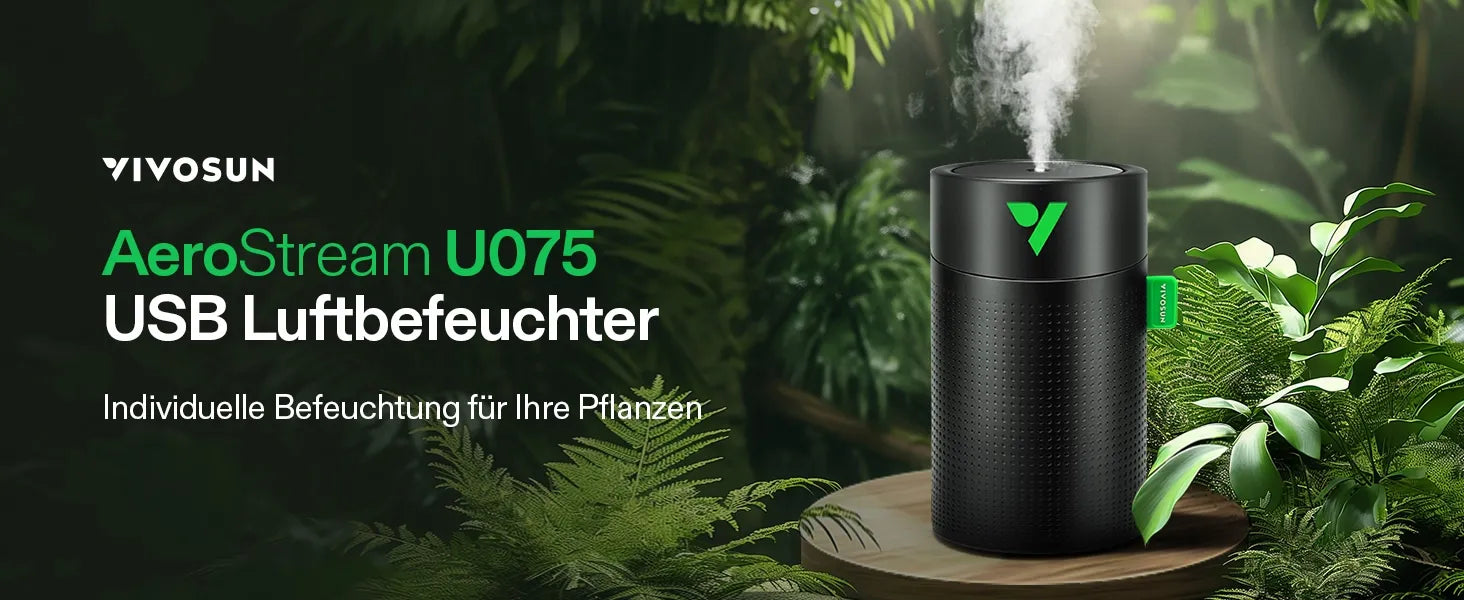 Vivosun AeroStream U075 750ml USB-Luftbefeuchter mit 2 Nebelmodi, Entwickelt für kleine die Growbox/VGrow