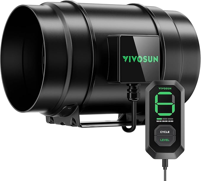 Vivosun AeroZesh G8 Rohrventilator 20 cm mit E12-Drehzahlregler, PWM-gesteuerter EC-Ventilator für Growbox-Belüftung