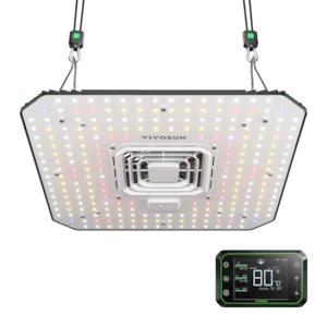 Vivosun AeroLight A100 LED Pflanzenlampe mit Einstellbarem Spektrum 100W, mit Integriertem Zirkulationsventilator & GrowHub E42A, Kompatibel mit App, 60x60 cm Abdeckfläche