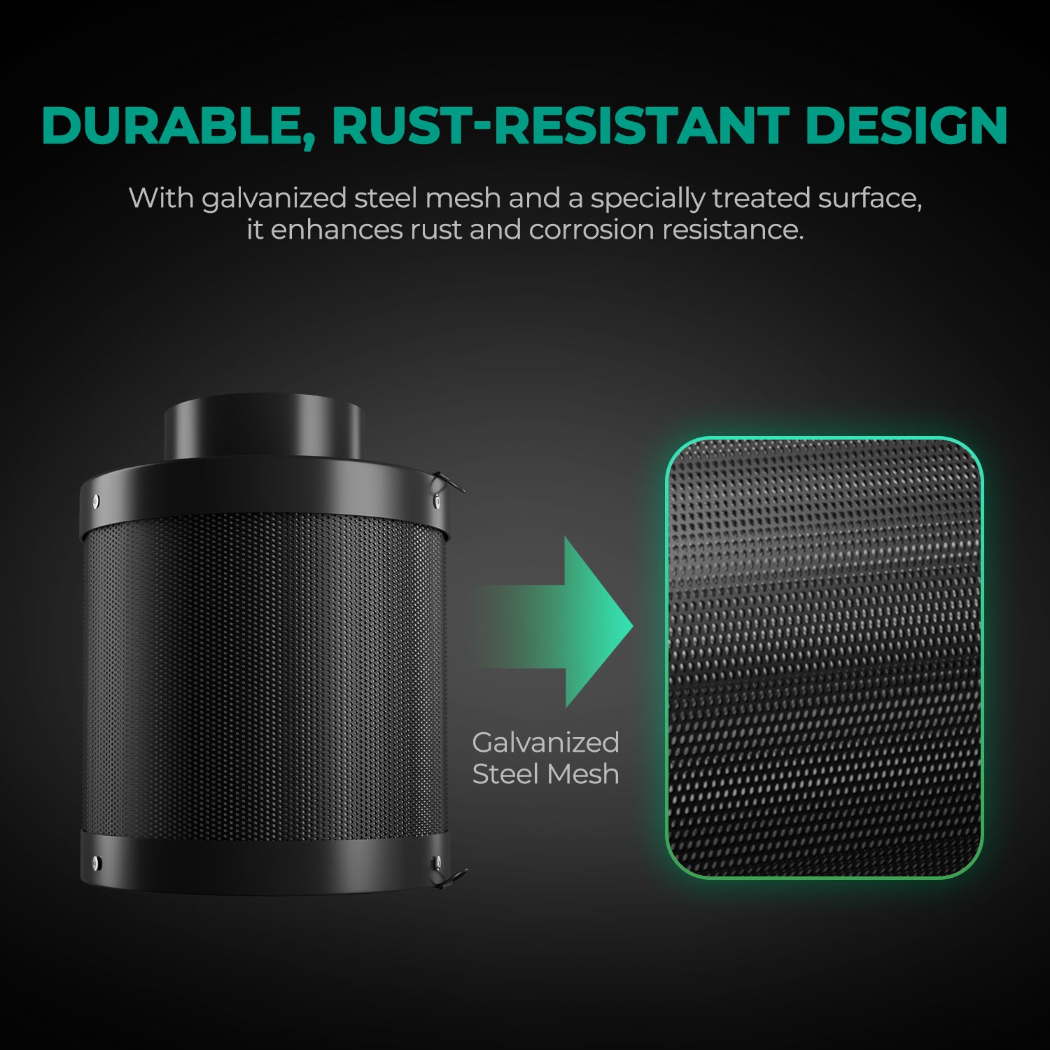 Mars Hydro 6″ (150 mm) nachfüllbarer Inline-Luft-Kohlefilter zur Geruchskontrolle