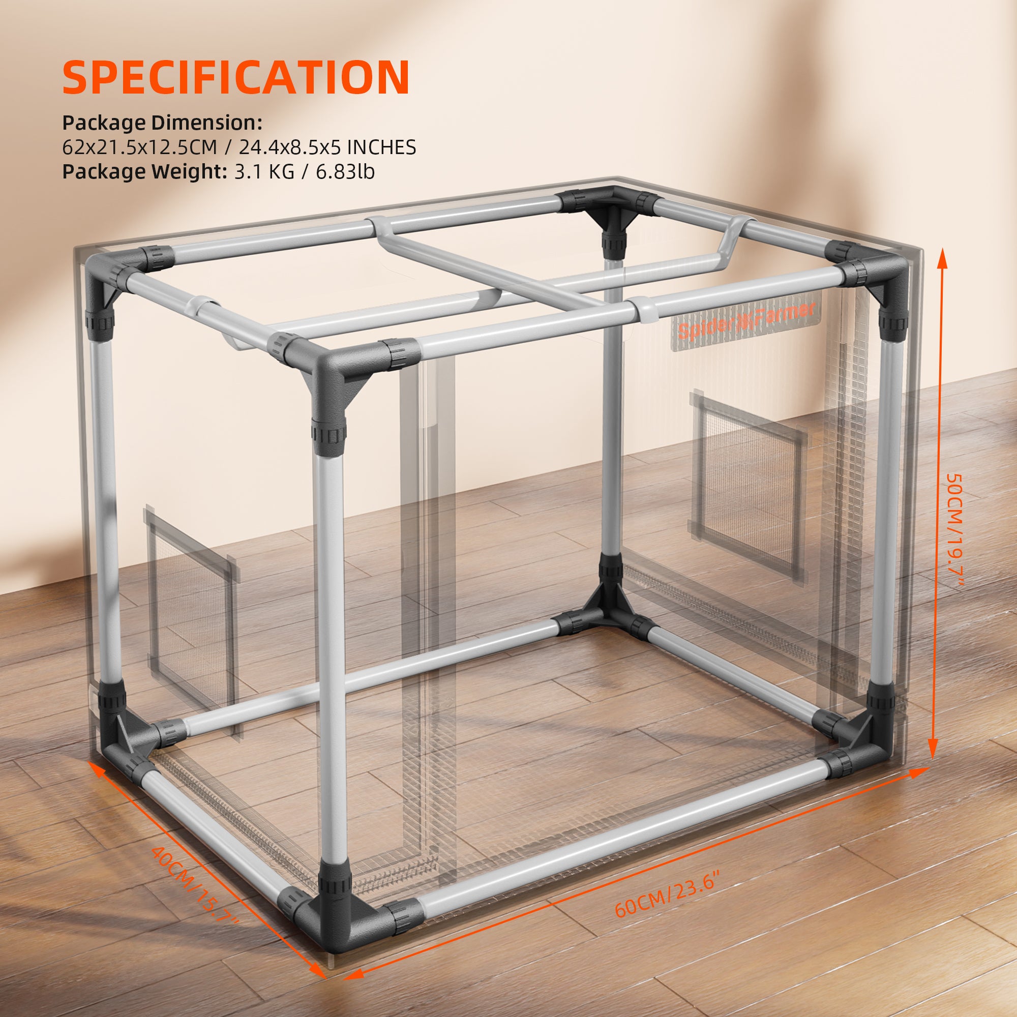 Spider Farmer 60x40x50cm Mini-Growzelt für den Innenbereich, 2000D Oxford-Gewebe, hochreflektierend, für Klonen, Anzucht von Setzlingen und Gemüse