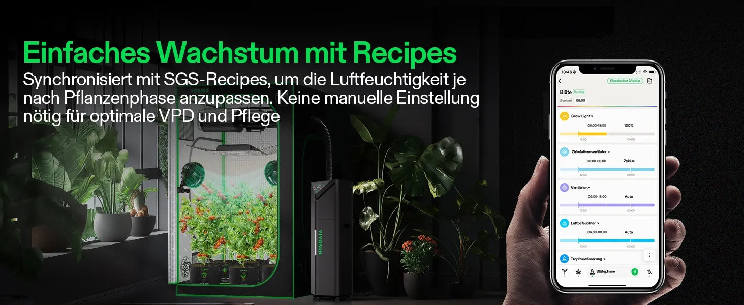 Vivosun AeroStream H19 Smarter Luftbefeuchter 19L mit Temperatur- und Feuchtigkeitssonde, für Growbox