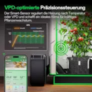 Vivosun AeroFlux Smart Growzelt-Heizung mit VPD-Steuerung, 700W PTC-Heizung mit 5 Leistungsstufen, App-Steuerung, Überhitzungs- & Kippschutz