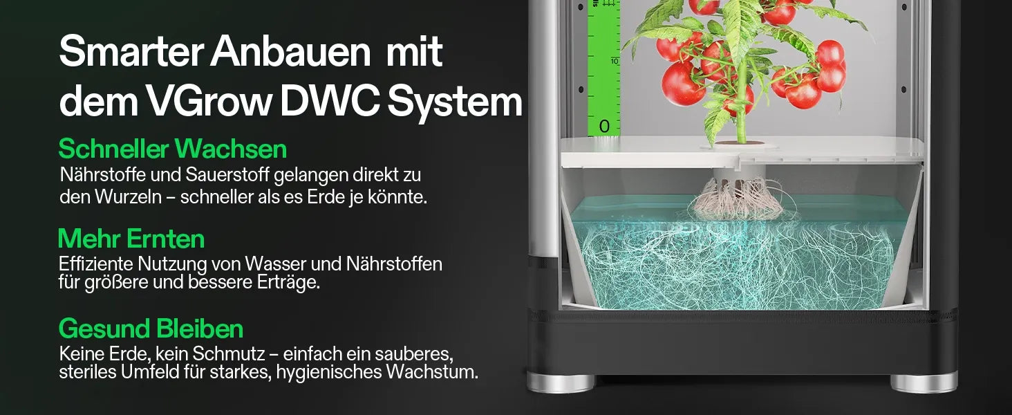 Vivosun VGrow DWC Hydroponisches Anzuchtsystem-Set für die VGrow Smart Grow Box, 15 Liter-Deep-Water-Culture mit Luftsteinen und Rapid Rooters, nicht kompatibel mit E42A