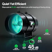 vivosun AeroZesh T8 Rohrventilator mit E12 Drehzahlregler, PWM-gesteuerter EC-Lüfter für Growzelt-Belüftung