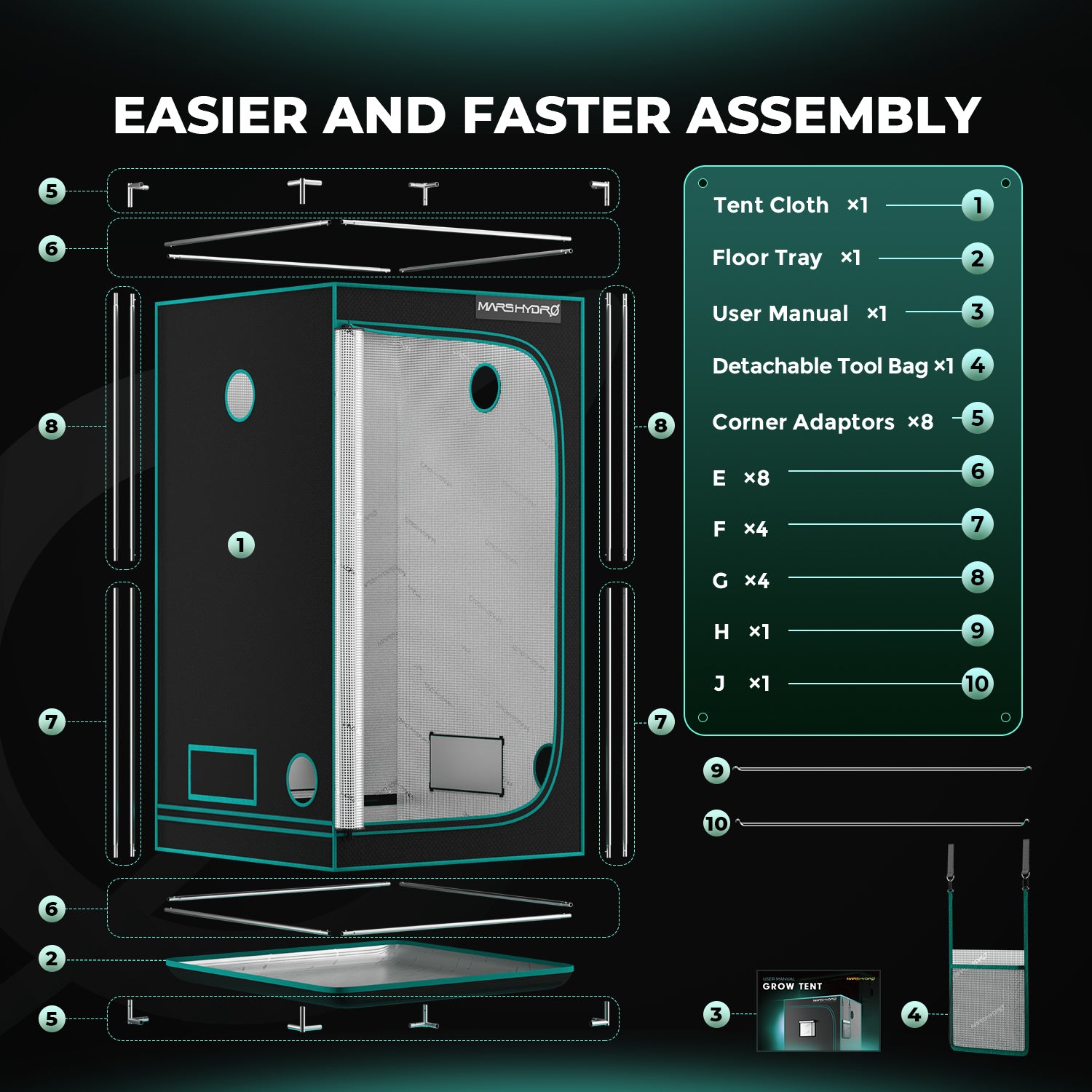 Mars Hydro 80x80x160cm Indoor Grow Tent Grow Box Growzelt