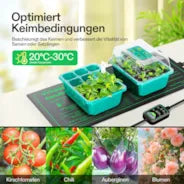 Vivosun Anzucht-Heizmatte mit digitalem Dual-Display-Thermostat, 25x53 cm schwarze Wärmematte für die Keimung von Samen