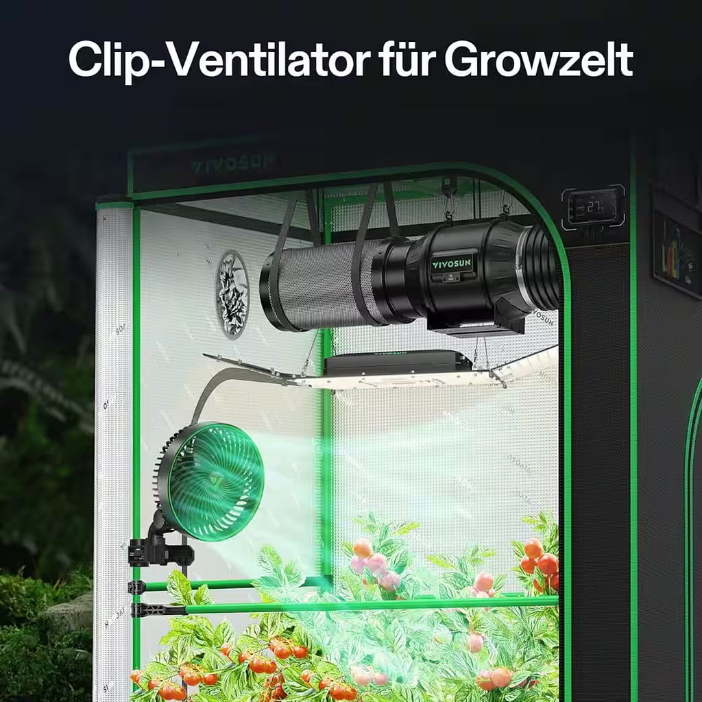 Vivosun AeroWave E6 Gen2 Clip Fan, EC-Motor, mit automatischer Oszillation, Luftzirkulator, Schwarz,2-er Pack