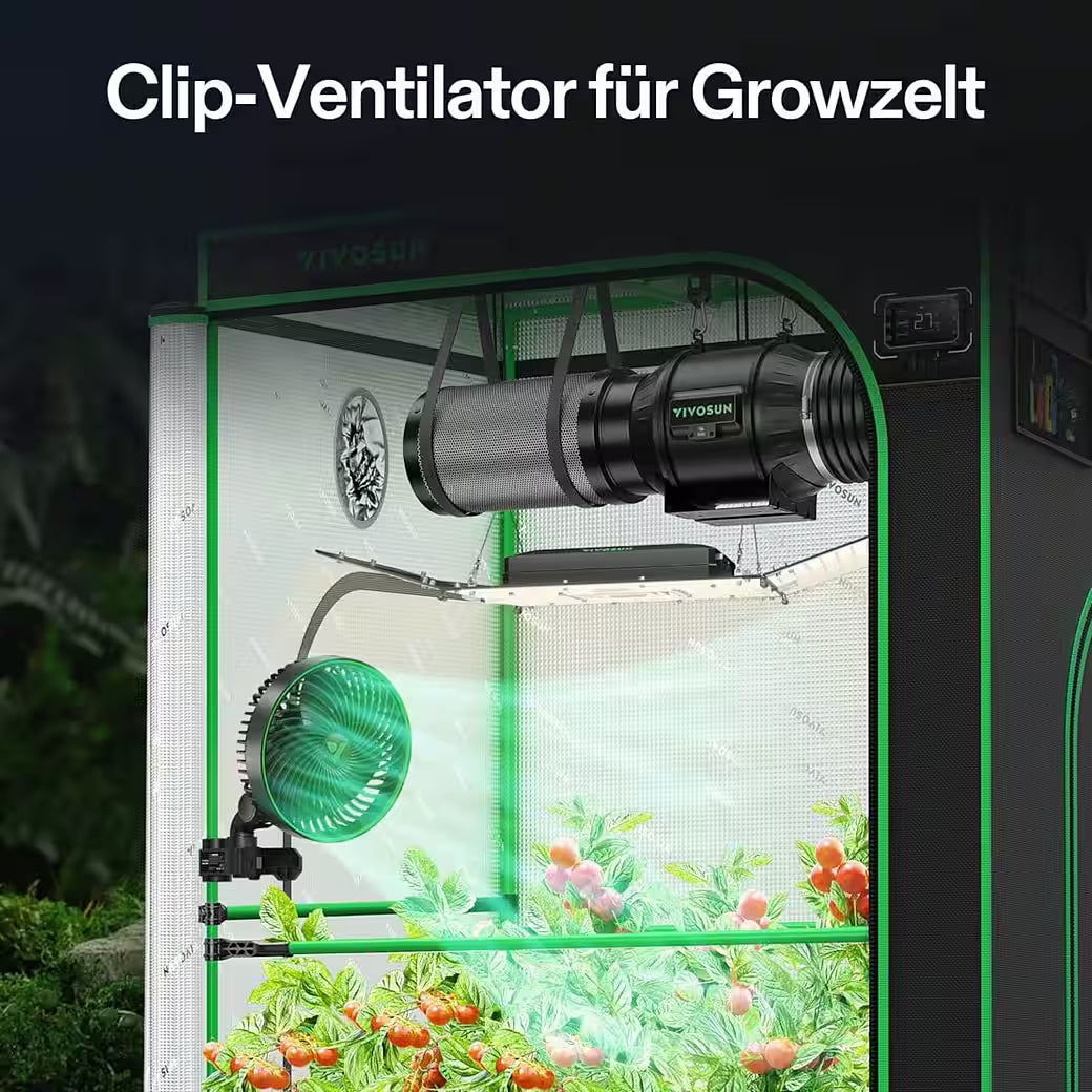 Vivosun AeroWave E6 Gen2 Clip Fan, EC-Motor, mit automatischer Oszillation, Luftzirkulator, Schwarz,2-er Pack