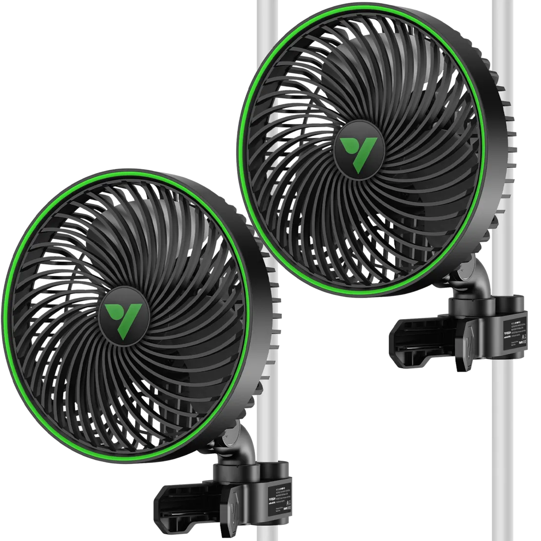 Vivosun AeroWave E6 Gen2 Clip Fan, EC-Motor, mit automatischer Oszillation, Luftzirkulator für die Growbox, Schwarz,2-er Pack