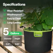 Vivosun 3er-Pack 12L AeroBase Grow Bag, strapazierfähiger Mesh-Gewebe-Pflanzenbehälter mit atmungsaktivem Boden und stabilen Griffen, Schwarz