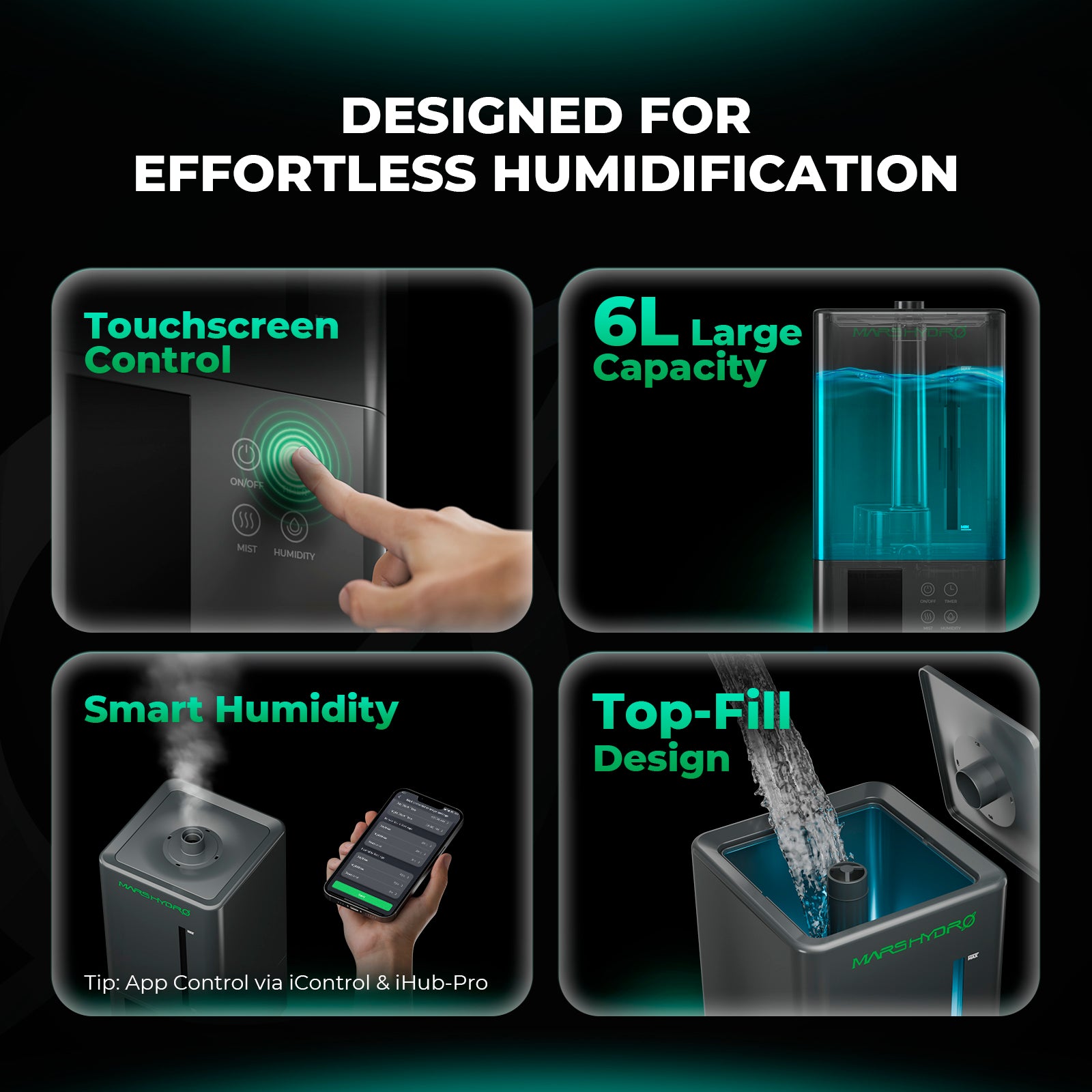 Mars Hydro 6L Indoor Cool Mist Luftbefeuchter für Pflanzen mit RJ12 für Smart Control