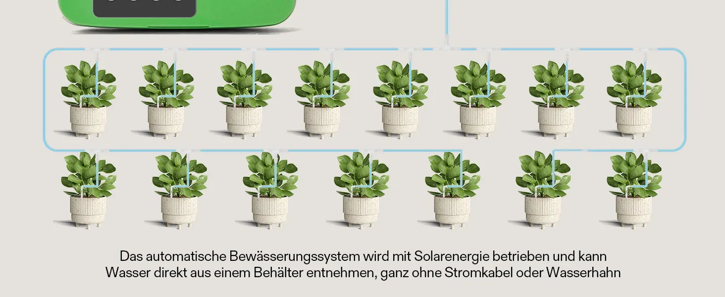 Vivosun Solar Automatisches Tropfbewässerungsset mit Timer, Bewässerungssystem für 15 Pflanzen im Garten