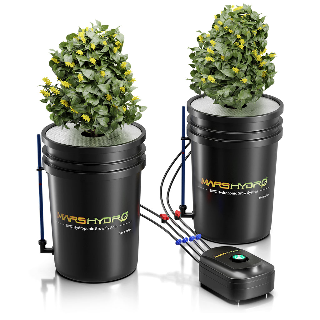 Premium Mars Hydro 5-Gallonen-DWC-Hydroponiksystem-Kit mit 2 Eimern (je 8 Zoll)