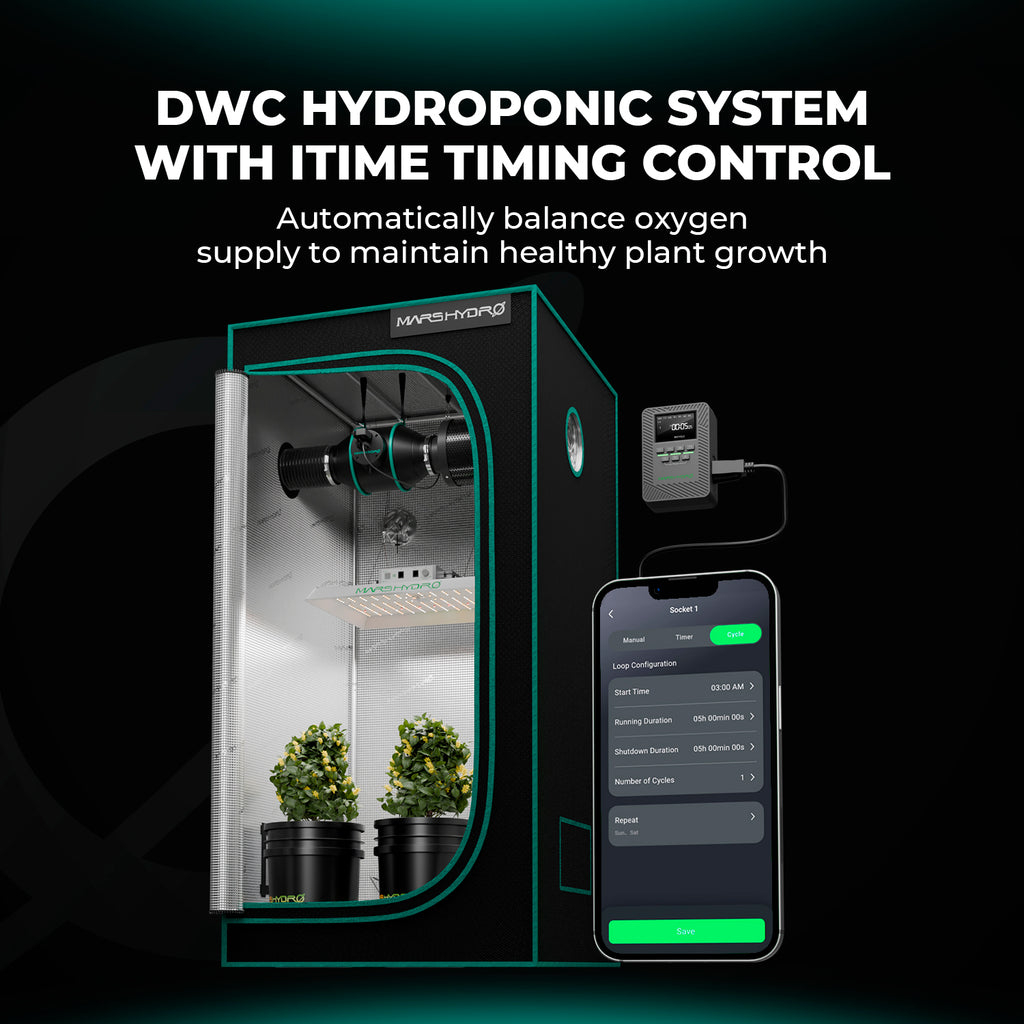 Premium Mars Hydro 5-Gallonen-DWC-Hydroponiksystem-Kit mit 2 Eimern (je 8 Zoll)