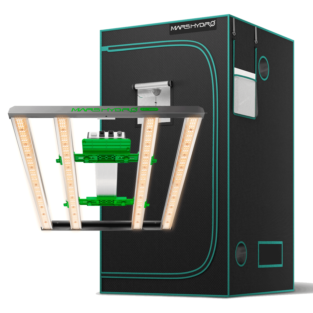 Mars Hydro Smart FC 3000-EVO 300 W Vollspektrum-LED-Wachstumslampe + 100 x 100 x 180 cm großes Wachstumszelt-Kit für 1–3 Pflanzen