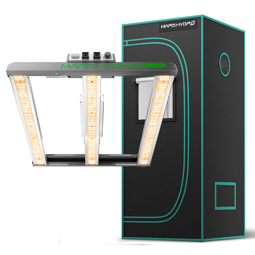 Mars Hydro Smart Dimmbare FC-E1500 Bridgelux 150W LED-Wachstumslampe + 70x70x160cm Wachstumszelt-Kombination