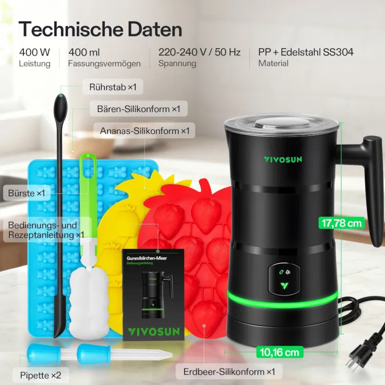 Vivosun Automatische Süßigkeitenmaschine mit Öl-Infusionsmischer & Silikonformen für Party-Treats