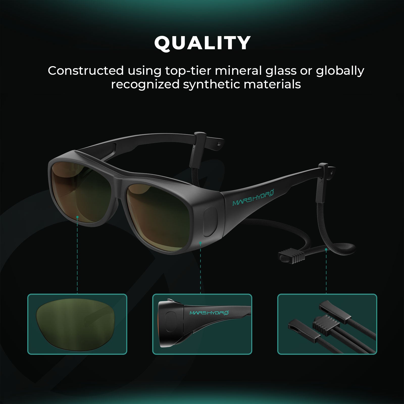 Mars Hydro Hydroponics LED-Grow-Room-Brille mit Brillenetui für LED-Grow-Licht