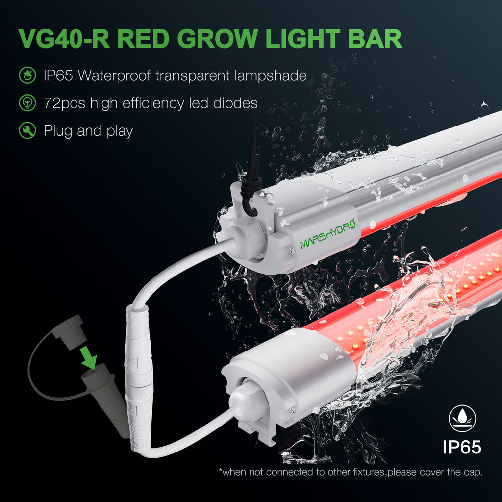 💧Wasserdicht💧 Mars Hydro VG40 Rotes LED-Wachstumslicht Zusatzspektrum 650-665nm Erweitertes Spektrum