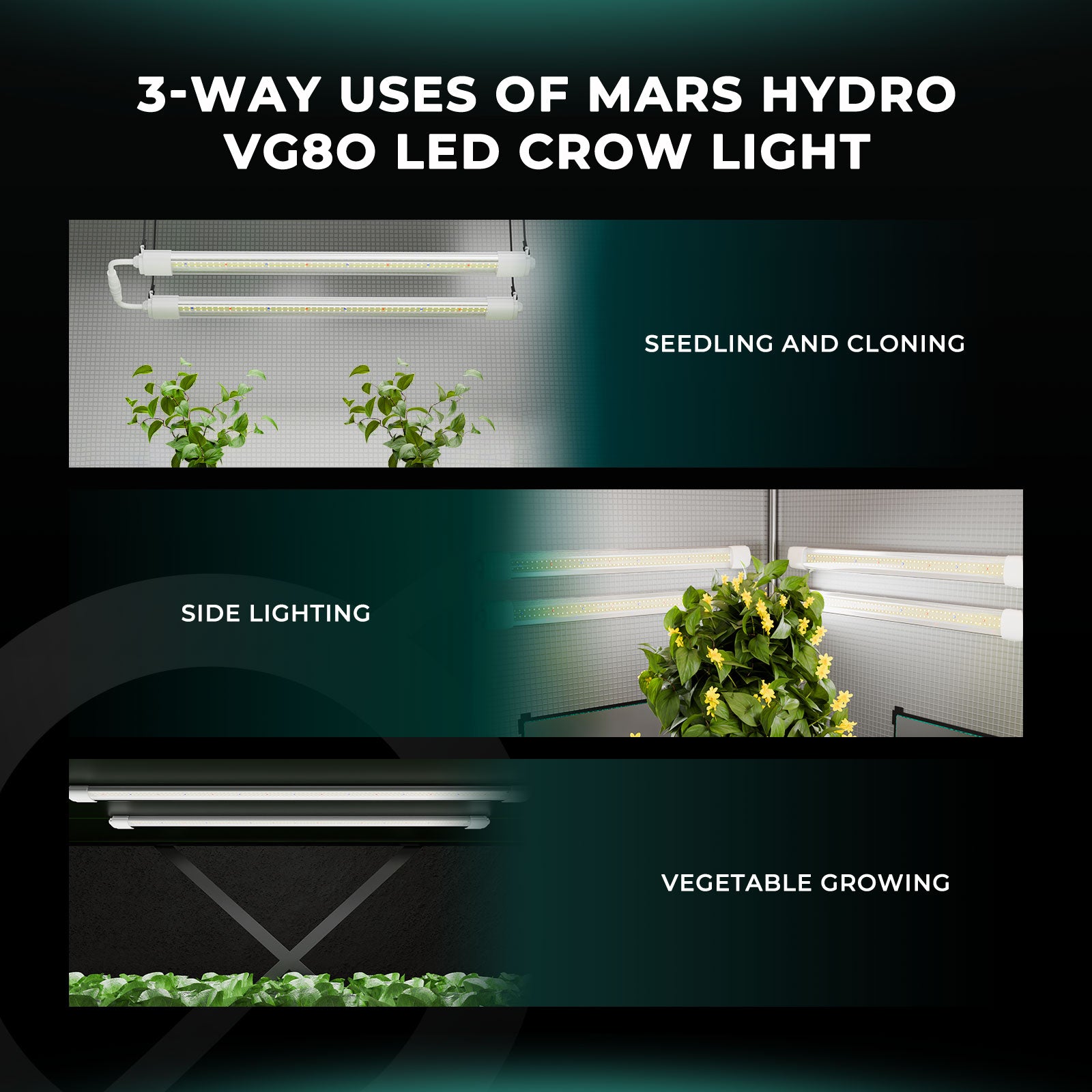 💧Wasserdicht💧 Mars Hydro VG80 80W 120cm LED T5 Pflanzenlampe für den Innenbereich für Wachstum und Setzlinge
