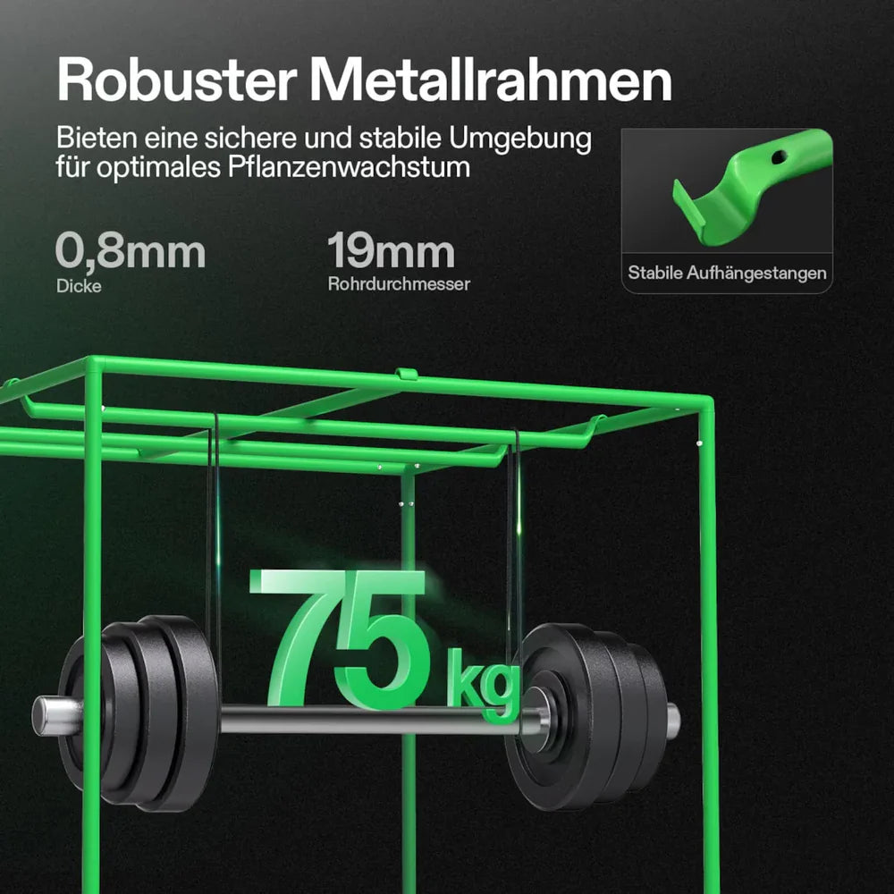 Smart Growbox Komplettset GIY-SGS-55 150 x 150 x 200 cm,  für 6 Pflanzen, mit WiFi E42A Controller, 3 x 200W AeroLight Wing SE LED Pflanzenlampe und 15 cm AeroZesh G6 Abluftset