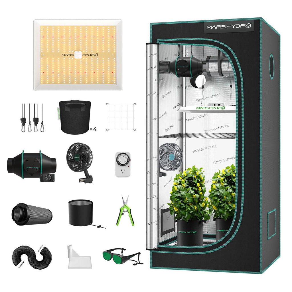 Mars Hydro TS 1000 Growbox Komplettset Dimmbare 150W Pflanzenlampe led+80x80x160cm Indoor Zelt für 1-3 Pflanzen