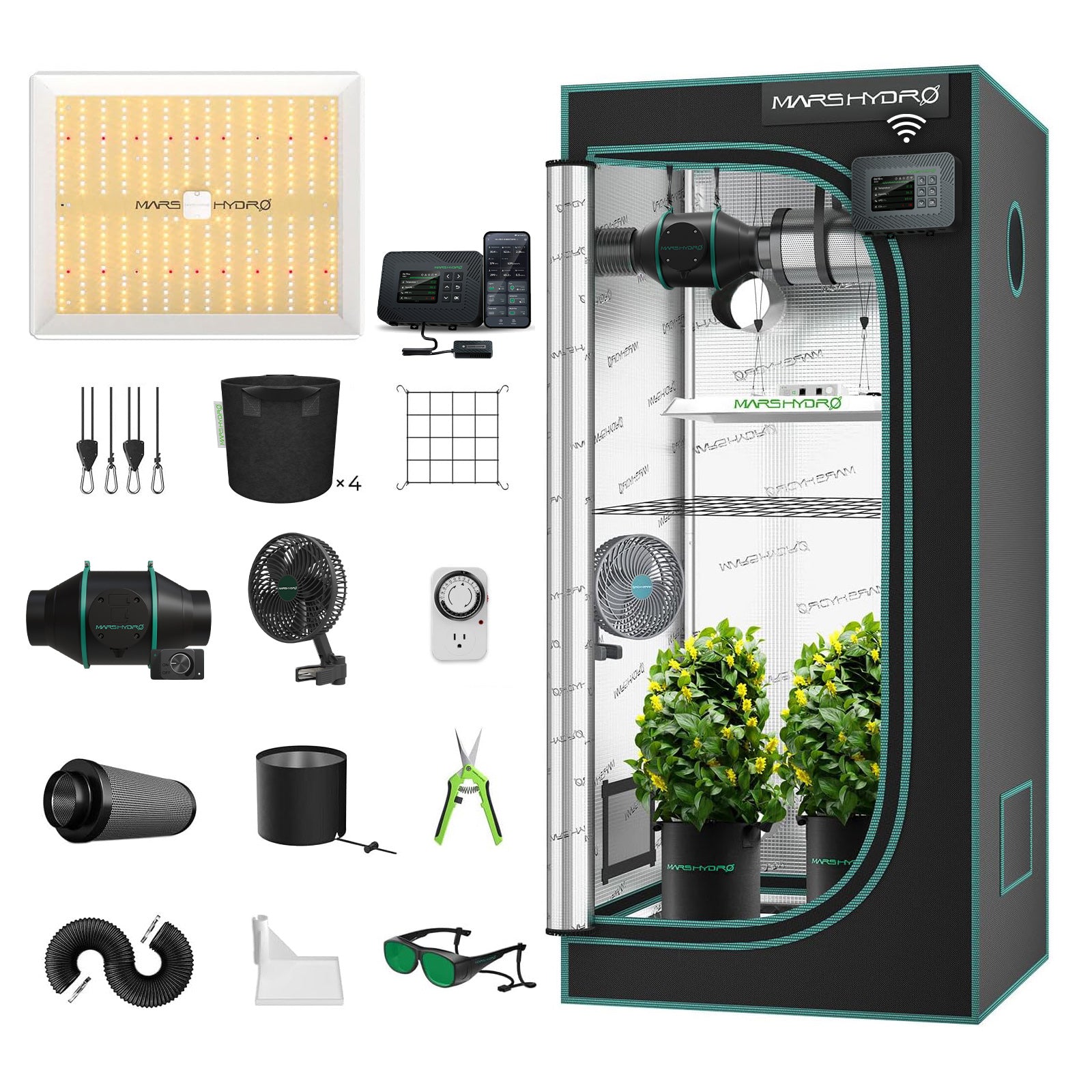 Mars Hydro TS 1000 pflanzenlampe led+70x70x160cm grow zelt Growbox Komplettset mit iControl Controller