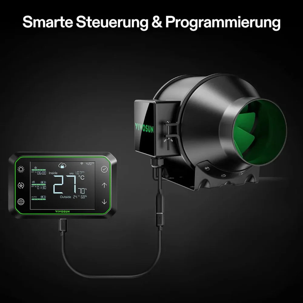 Smart Growbox Komplettset GIY-SGS-55 150 x 150 x 200 cm,  für 6 Pflanzen, mit WiFi E42A Controller, 3 x 200W AeroLight Wing SE LED Pflanzenlampe und 15 cm AeroZesh G6 Abluftset