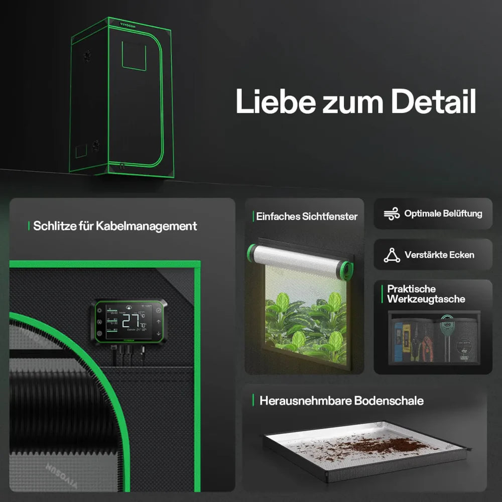 Smart Growbox Komplettset GIY-SGS-55 150 x 150 x 200 cm,  für 6 Pflanzen, mit WiFi E42A Controller, 3 x 200W AeroLight Wing SE LED Pflanzenlampe und 15 cm AeroZesh G6 Abluftset