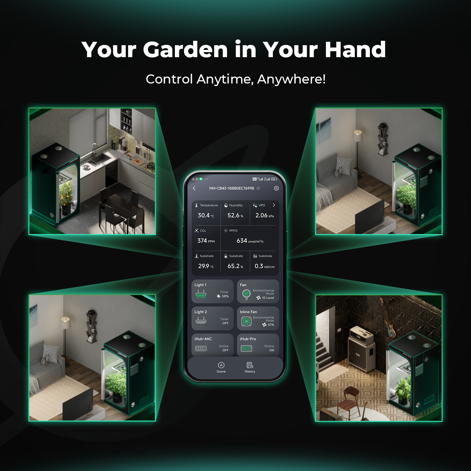 2025 Neuer Mars Hydro iHub Pro: Intelligenter All-in-One-Grow-Room-Hub mit 10 Ausgängen | WLAN-Umgebungssteuerung für Licht, Temperatur, Luftfeuchtigkeit und VPD