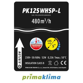 Prima Klima Whisperblower 1 Speed 480m³/h 125mm