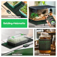 Vivosun Anzucht-Heizmatte mit digitalem Dual-Display-Thermostat, 25x53 cm schwarze Wärmematte für die Keimung von Samen