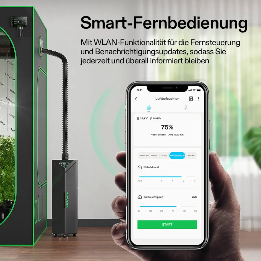 Vivosun AeroStream H19 Smarter Luftbefeuchter 19L mit Temperatur- und Feuchtigkeitssonde, für Growbox