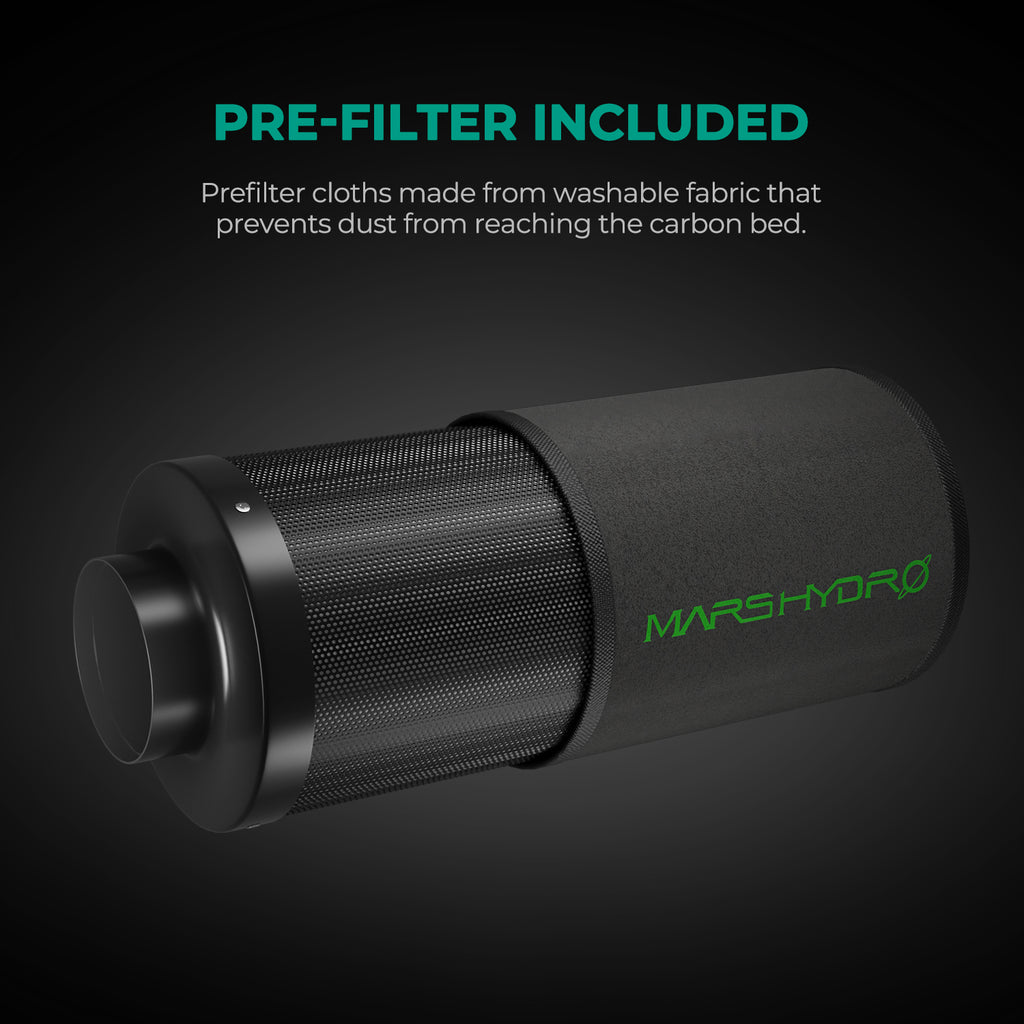 Mars Hydro 4″ (100 mm) nachfüllbarer Inline-Luft-Kohlefilter zur Geruchskontrolle