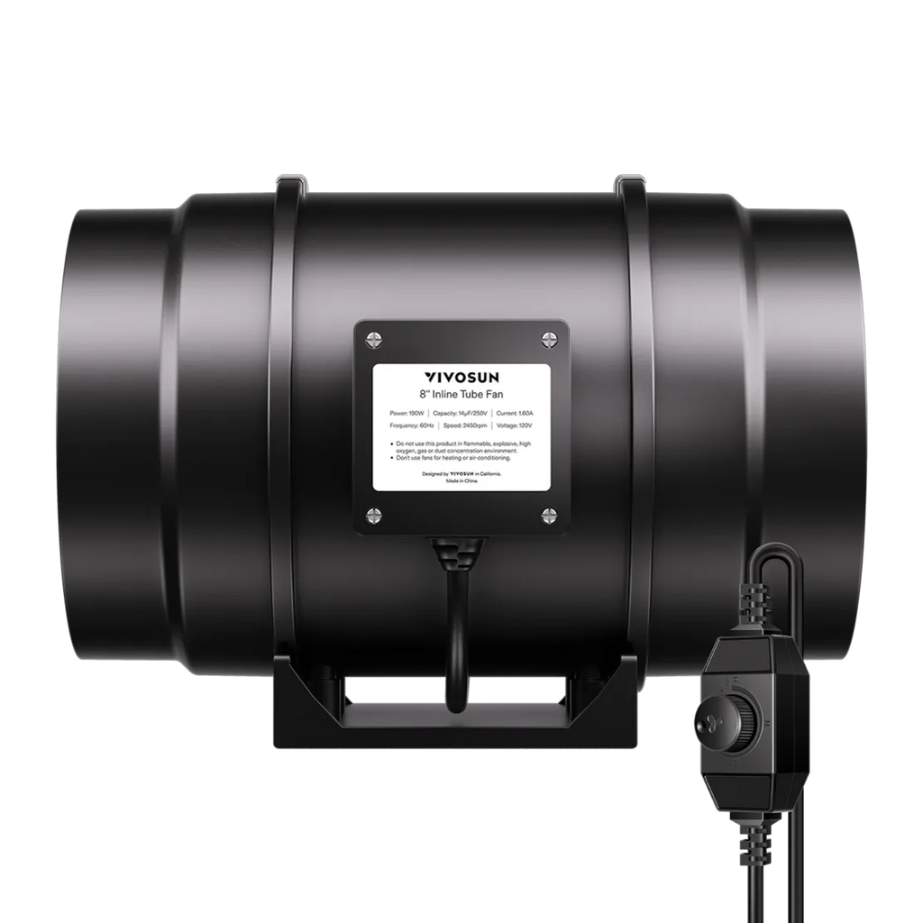 Vivosun R8 Rohrventilator 20 cm, mit variablem Drehzahlregler für die Growbox-Belüftung