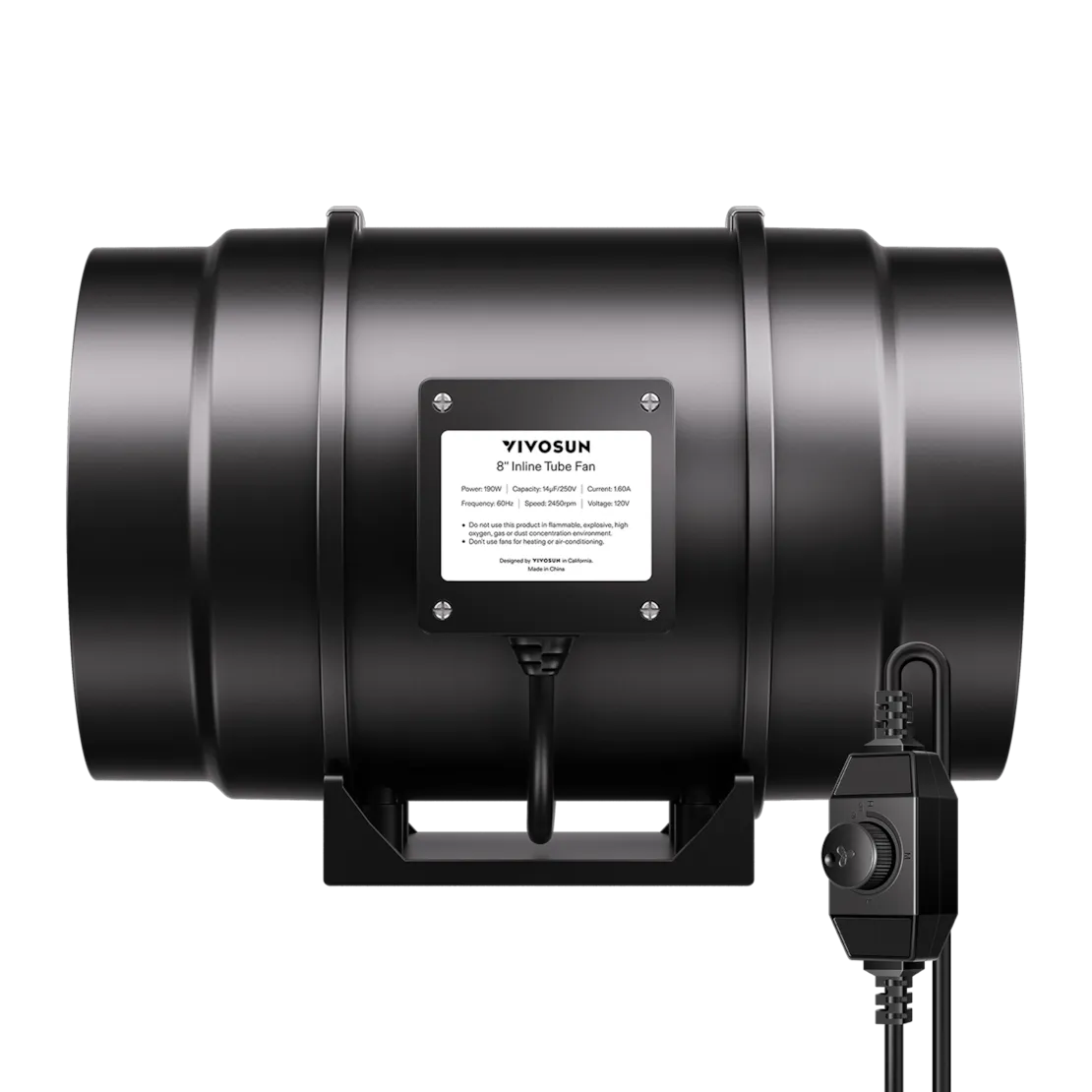 Vivosun R8 Rohrventilator 20 cm, mit variablem Drehzahlregler für die Growbox-Belüftung