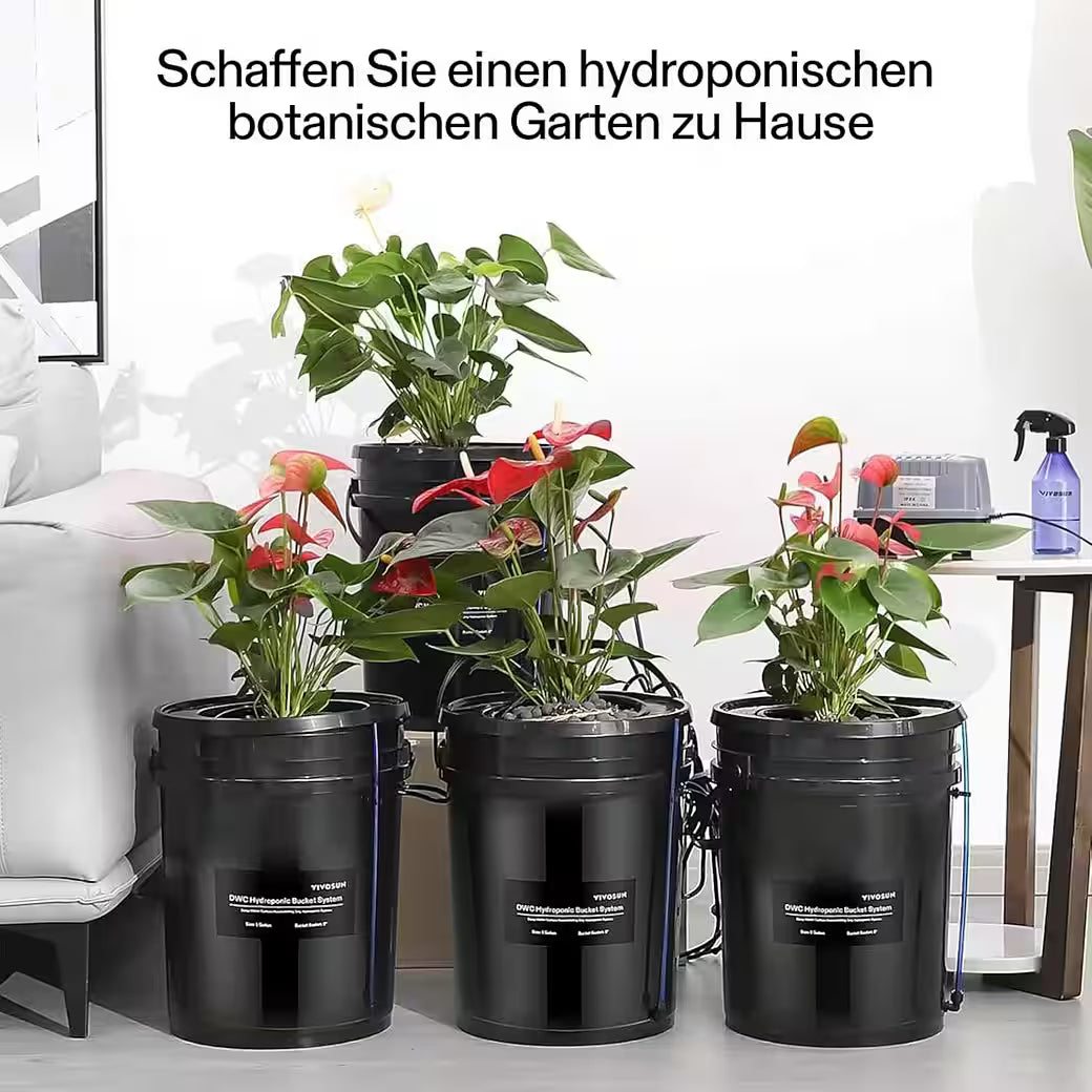 Vivosun 18,9L DWC Hydroponik-System Set (4 Eimer, Schwarz)