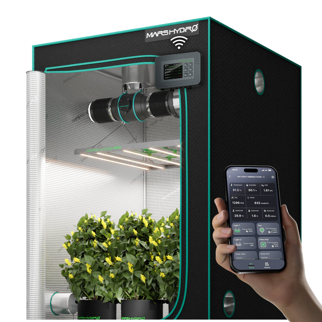 Mars Hydro FC4800-EVO LED-Wachstumslampe+120x120x200 cm Komplettes Zuchtzelt-Set mit iControl Smart Controller(Vorbestellen bis zum 30. November.)