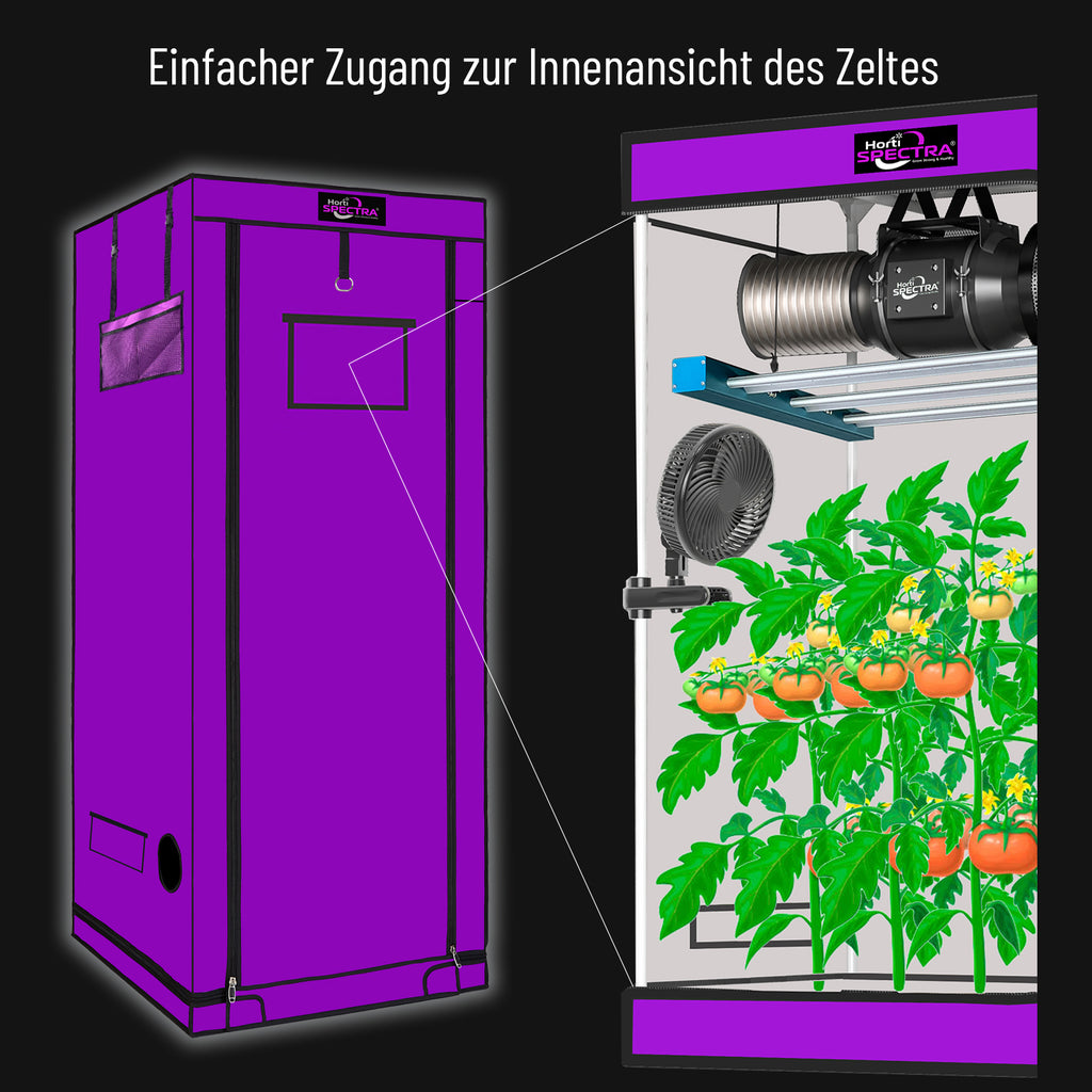 Horti Spectra GP-12060 Grow-Set mit 120×60 cm Grow-Zelt und 400W LED-Pflanzenlampe