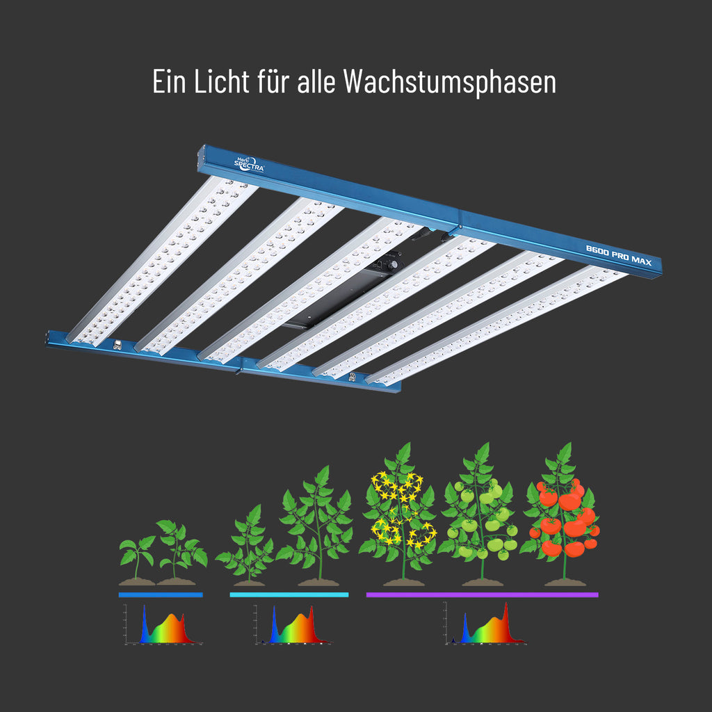 Horti Spectra B600 PRO MAX 720W LED-Pflanzenlampe mit zwei Lichtkanälen für alle Wachstumsphasen